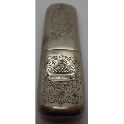 101A - Silver plated cheroot case with engraved decoration. P&P Group 1 (£14+VAT for the first lot and £1+V... 