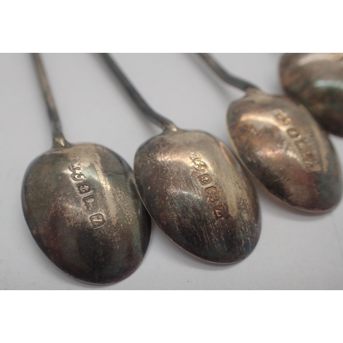 99A - Six hallmarked silver coffee bean spoons and five silver teaspoons, 90g. Not available for in-house ... 