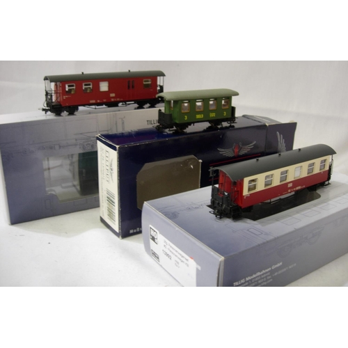 2078 - Tillig HO scale short bogie balcony end coach HSB red/cream, Tillig HOE scale (N gauge track) bogie ... 