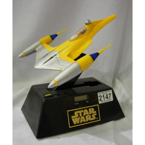 2147 - Star Wars episode 1, Naboo Starfighter alarm clock, approximately 20 cm, animated sound. Good condit... 