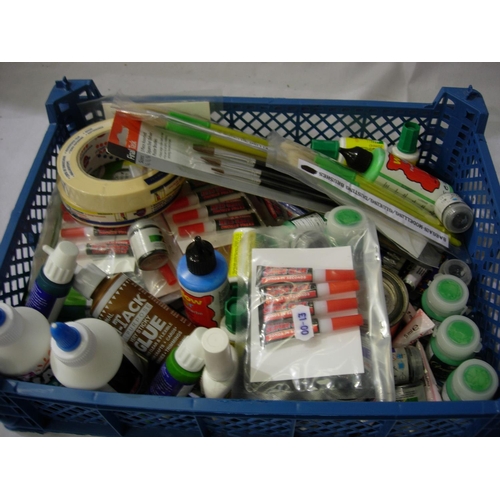 2191 - Good selection of paints, glues, brushes, masking tape etc. Mostly new in packets. P&P Group 2 (£18+... 