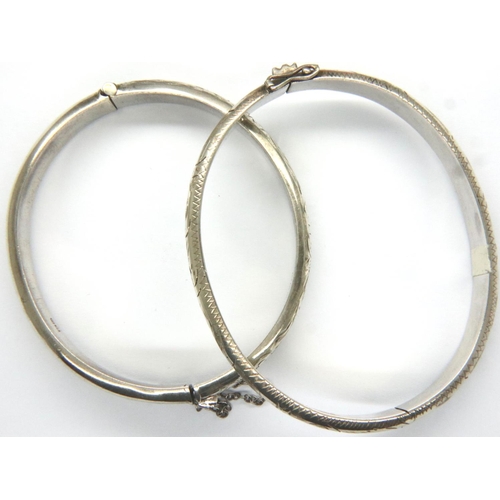 15 - A hallmarked silver bangle and a 925 silver example, 23g (2). P&P Group 1 (£14+VAT for the first lot... 