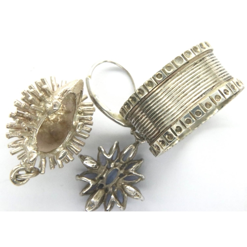 3 - Mixed silver jewellery to include a single earring, ring and a Hedgehog charm, combined 9g. P&P Grou... 