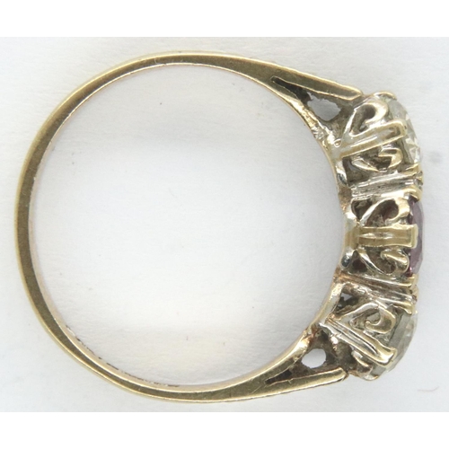 33 - 9ct gold amethyst and white stone set ring, size L, 2.2g. P&P Group 1 (£14+VAT for the first lot and... 