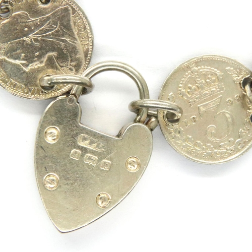 43 - Victorian silver coin bracelet. P&P Group 1 (£14+VAT for the first lot and £1+VAT for subsequent lot... 