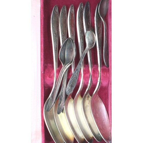 102 - Silver plated Eastern European spoons and teaspoons. P&P Group 1 (£14+VAT for the first lot and £1+V... 