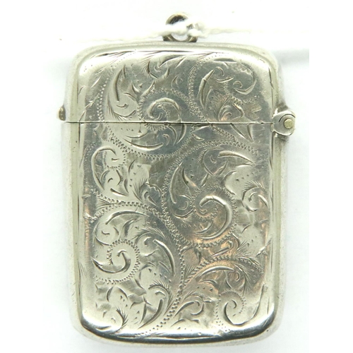 103 - Silver vesta case, Birmingham assay, H: 45 mm. P&P Group 1 (£14+VAT for the first lot and £1+VAT for... 