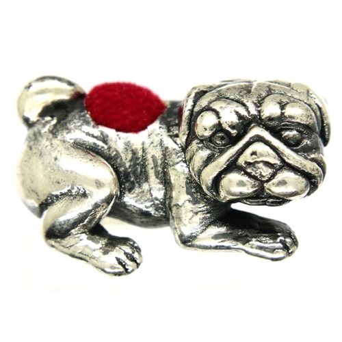 104 - 925 silver Bulldog pin cushion, L: 28 mm. P&P Group 1 (£14+VAT for the first lot and £1+VAT for subs... 