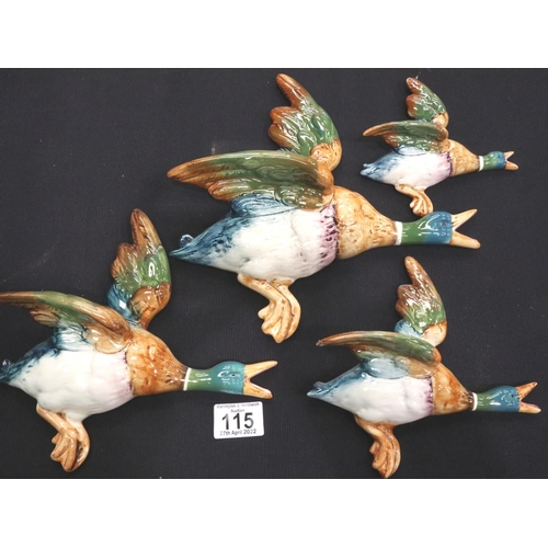 115 - Set of four Beswick flying mallards, model no 596-1-2-3 and 4. No chips cracks or visible restoratio... 