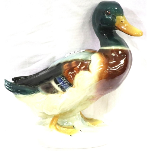 119 - Large ceramic mallard. H: 25 cm. Signed H Jail to base. Postage group 3.