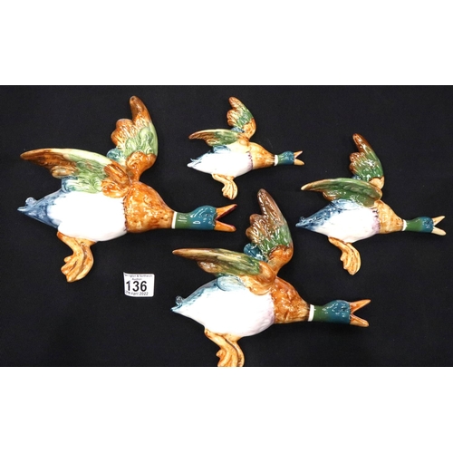 136 - Set of four Beswick flying mallards, models 596-1-2-3 and 4. No chips cracks or visible restoration.... 