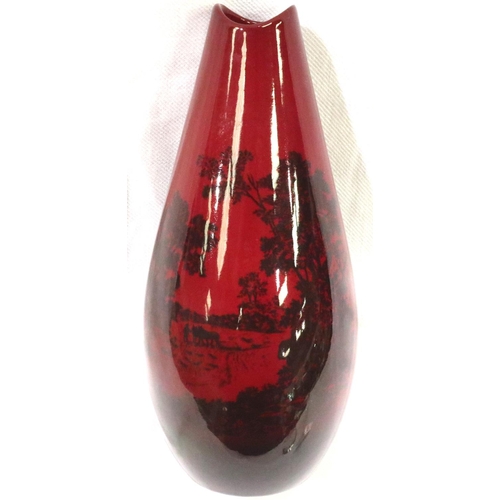 138 - Royal Doulton Flambe Woodcut vase, H: 17 cm. No cracks, chips or visible restoration. P&P Group 2 (£... 