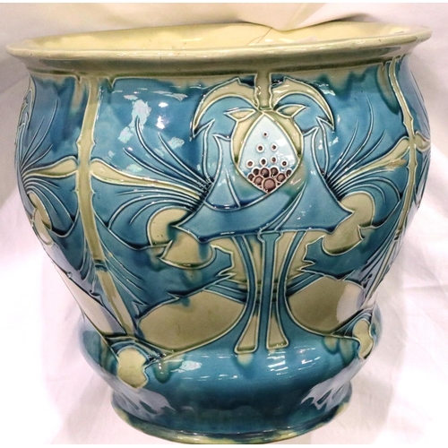 141 - Large Minton Art Nouveau planter, D: 33 cm. Badly damaged. P&P Group 3 (£25+VAT for the first lot an... 