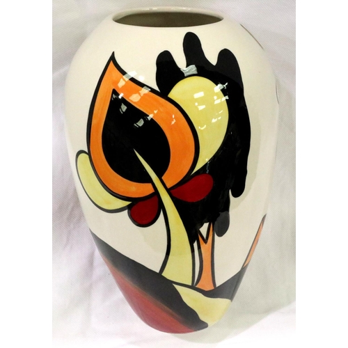 144 - Lorna Bailey bulbous vase in the Woodrow Way pattern, H: 21 cm. No cracks, chips or visible restorat... 