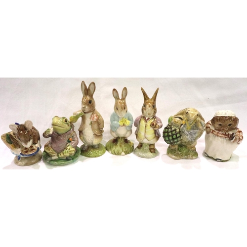 147 - Seven Beatrix Potter figurines, boxed, largest H: 12 cm, no cracks, chips or visible restoration. P&... 