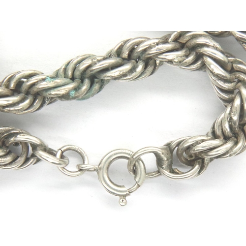 52 - 925 silver rope neck chain, L: 58 cm, 42g. P&P Group 1 (£14+VAT for the first lot and £1+VAT for sub... 