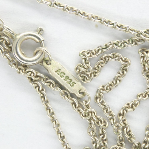 57 - Tiffany & Co fine silver neck chain and heart pendant set with a single diamond and a single earring... 