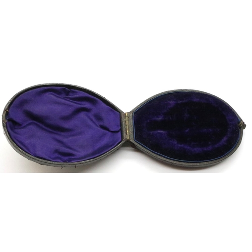 65 - 19th century leather fitted fob watch/pendant box, the aperture 40 x 50 mm. P&P Group 1 (£14+VAT for... 