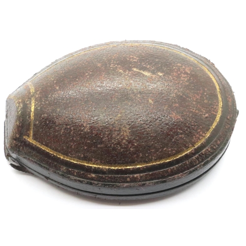 65 - 19th century leather fitted fob watch/pendant box, the aperture 40 x 50 mm. P&P Group 1 (£14+VAT for... 