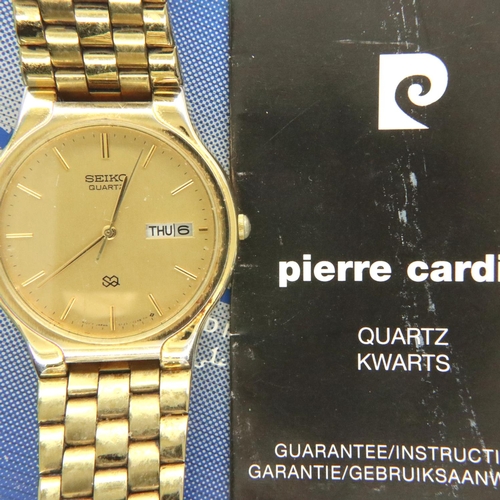 84 - Seiko; gold plated gents wristwatch on a GP bracelet, requires battery. P&P Group 1 (£14+VAT for the... 