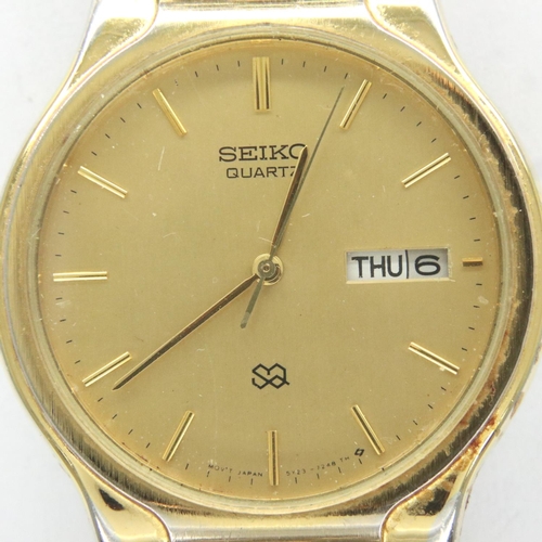 84 - Seiko; gold plated gents wristwatch on a GP bracelet, requires battery. P&P Group 1 (£14+VAT for the... 