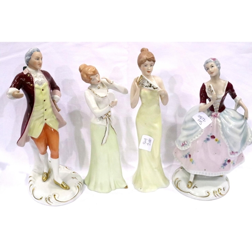 155 - Four Royal Dux figurines, largest H: 23 cm. Chip to male on hand. P&P Group 3 (£25+VAT for the first... 