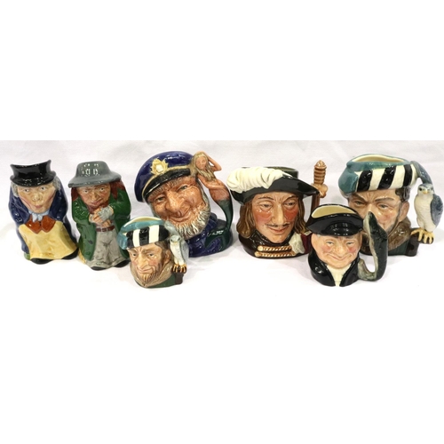 175 - Five character jugs and two Toby jugs to include Royal Doulton the Falconer. P&P Group 3 (£25+VAT fo... 