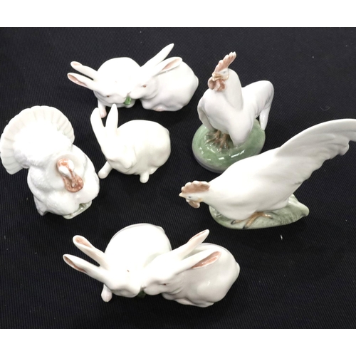 179 - Six Royal Copenhagen ceramic animals, largest H: 11 cm. P&P Group 2 (£18+VAT for the first lot and £... 