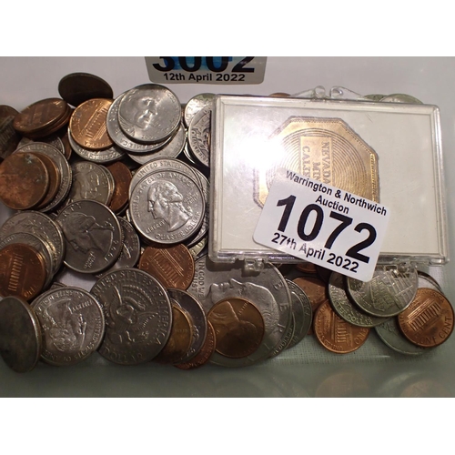 1072 - USA coins, mixed 20th century denominations including commemoratives, with casino gaming tokens etc.... 