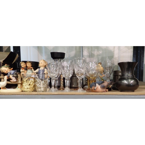 1159 - Mixed lot of glass and ceramics to include three Hummel figurines, Britvic glass etc. Not available ... 