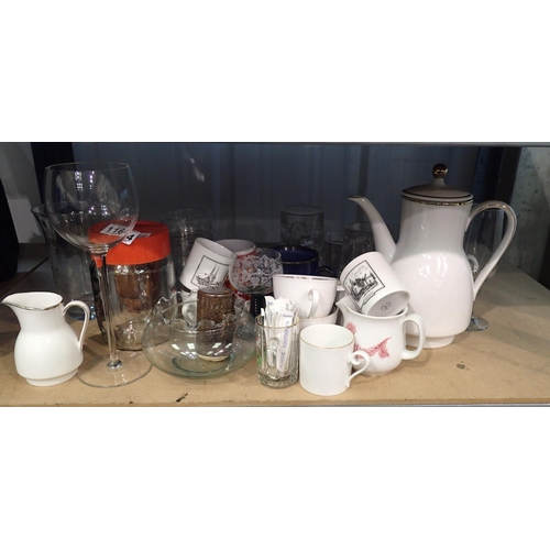 1164 - Mixed lot of glass and ceramics to include a coffee service. Not available for in-house P&P, contact... 