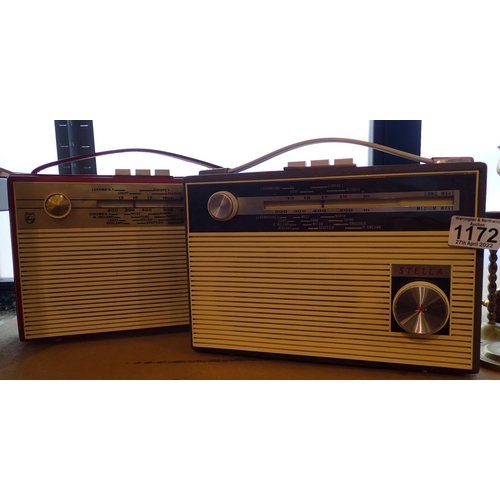 1172 - Vintage Philips and Stella transistor radios. P&P Group 1 (£14+VAT for the first lot and £1+VAT for ... 