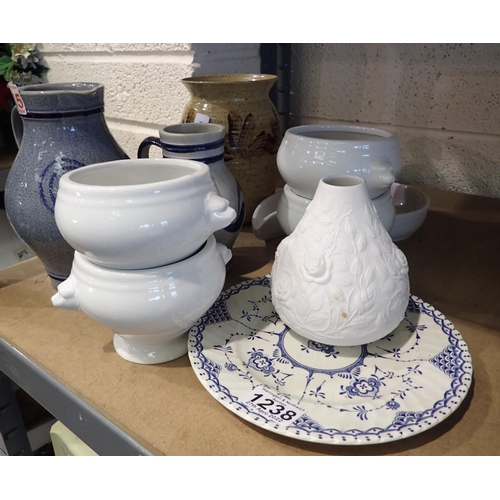 1238 - Quantity of mixed ceramics to include Studio pottery . Not available for in-house P&P, contact Paul ... 