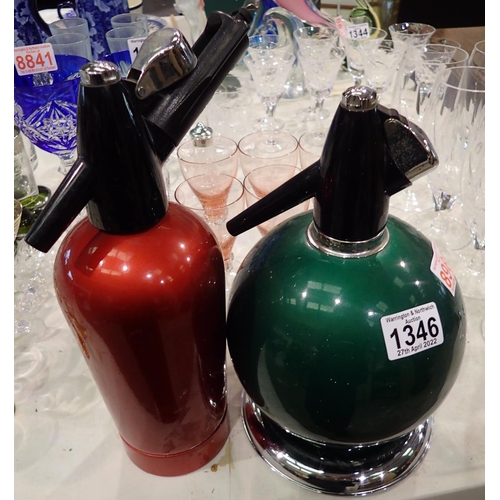 1346 - Two soda syphons. Not available for in-house P&P, contact Paul O'Hea at Mailboxes on 01925 659133