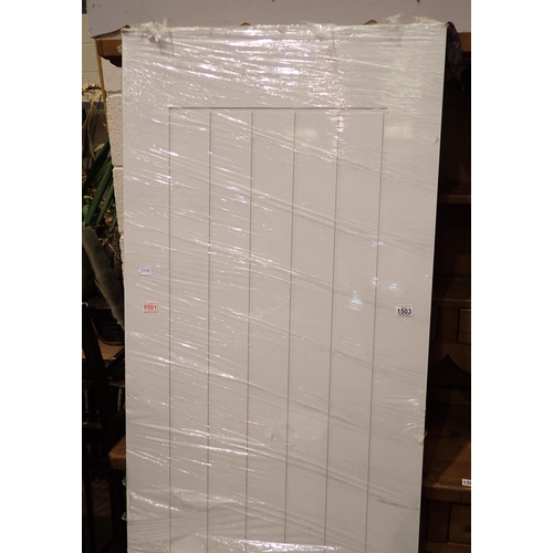 1503 - New white door, 6ft x 2.6ft. Not available for in-house P&P, contact Paul O'Hea at Mailboxes on 0192... 