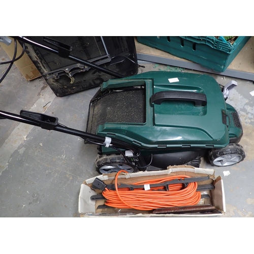 1557 - Bosch electric lawn mower with extension cable. Not available for in-house P&P, contact Paul O'Hea a... 