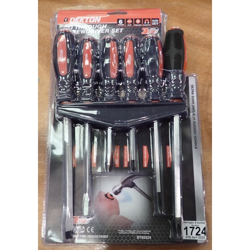 1724 - New unused go through screwdriver set. Not available for in-house P&P, contact Paul O'Hea at Mailbox... 