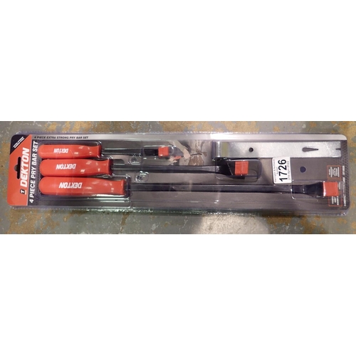 1726 - New unused four piece pry bar set. Not available for in-house P&P, contact Paul O'Hea at Mailboxes o... 