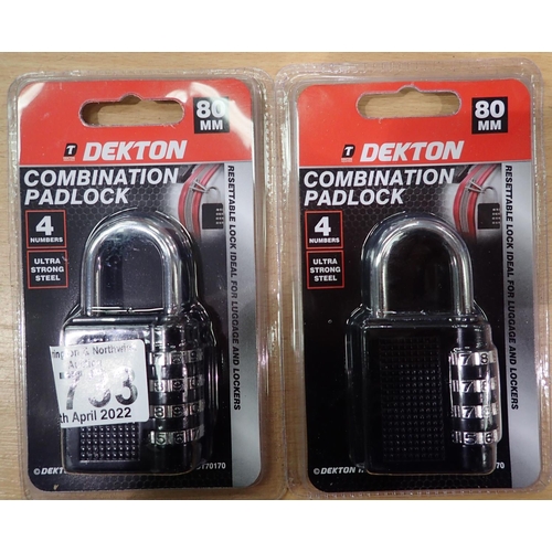 1733 - Two new unused combination pad locks. P&P Group 1 (£14+VAT for the first lot and £1+VAT for subseque... 