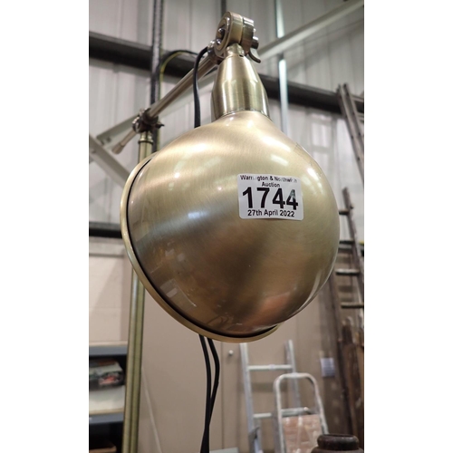 1744 - Brass standard lamp with lever adjustable arms. Not available for in-house P&P, contact Paul O'Hea a... 