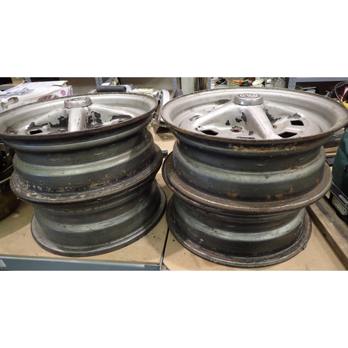 1758 - Four MGB rostyle 15 inch wheels. Not available for in-house P&P, contact Paul O'Hea at Mailboxes on ... 