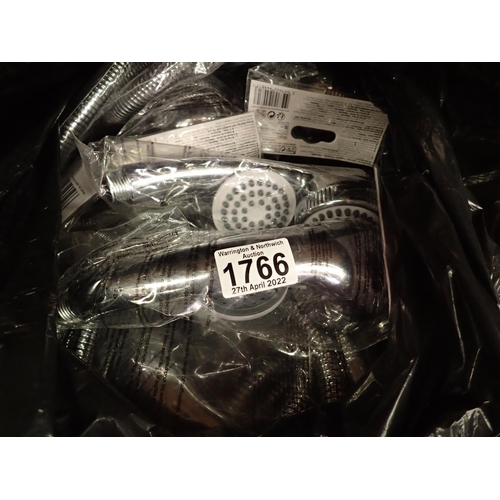 1766 - Large quantity of new old stock chrome effect shower heads and tubes. Not available for in-house P&P... 