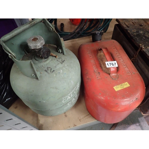 1767 - Petrol can and 6KG calor gas bottle. Not available for in-house P&P, contact Paul O'Hea at Mailboxes... 