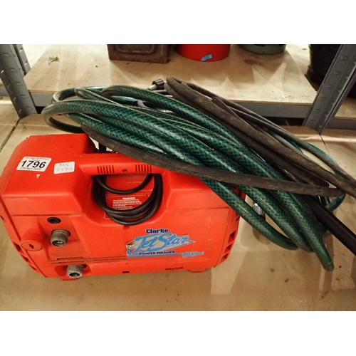 1796 - Clarke JetStar pressure washer with lance and hose pipe. Not available for in-house P&P, contact Pau... 