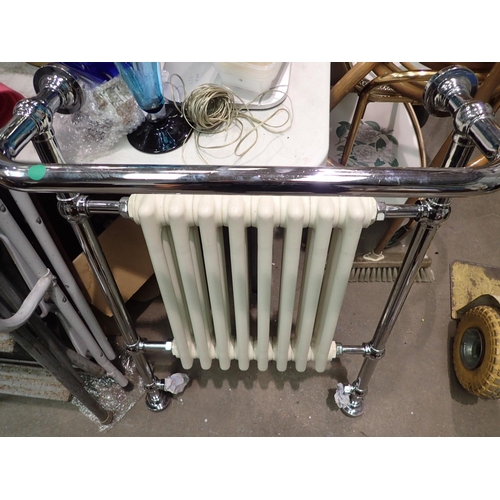 1801 - Retro style radiator with metal towel rail. Not available for in-house P&P, contact Paul O'Hea at Ma... 