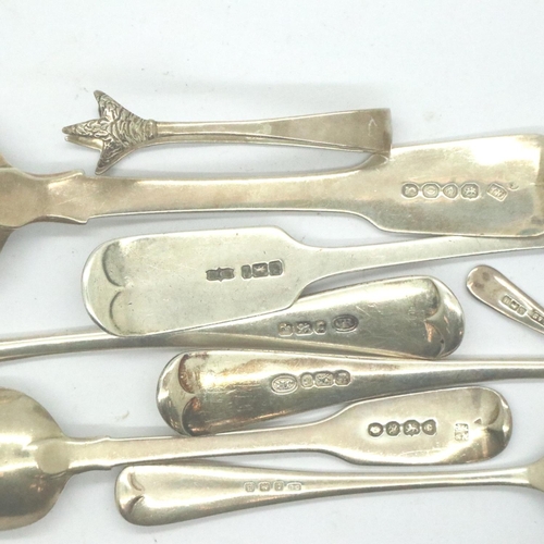 108 - Hallmarked silver cutlery including Georgian, 227g. P&P Group 2 (£18+VAT for the first lot and £3+VA... 