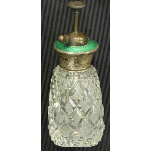 109 - Guilloche enamel and silver crystal perfume bottle. P&P Group 1 (£14+VAT for the first lot and £1+VA... 