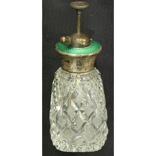 109 - Guilloche enamel and silver crystal perfume bottle. P&P Group 1 (£14+VAT for the first lot and £1+VA... 