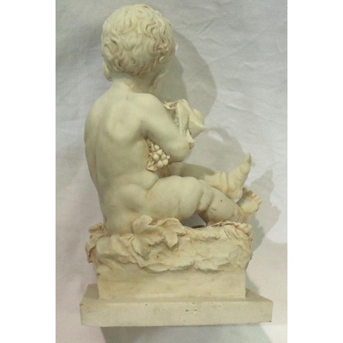 133 - Cast figurine of a child with bunches of grapes, H: 25 cm. P&P Group 2 (£18+VAT for the first lot an... 