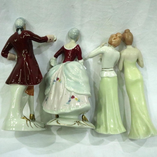 155 - Four Royal Dux figurines, largest H: 23 cm. Chip to male on hand. P&P Group 3 (£25+VAT for the first... 